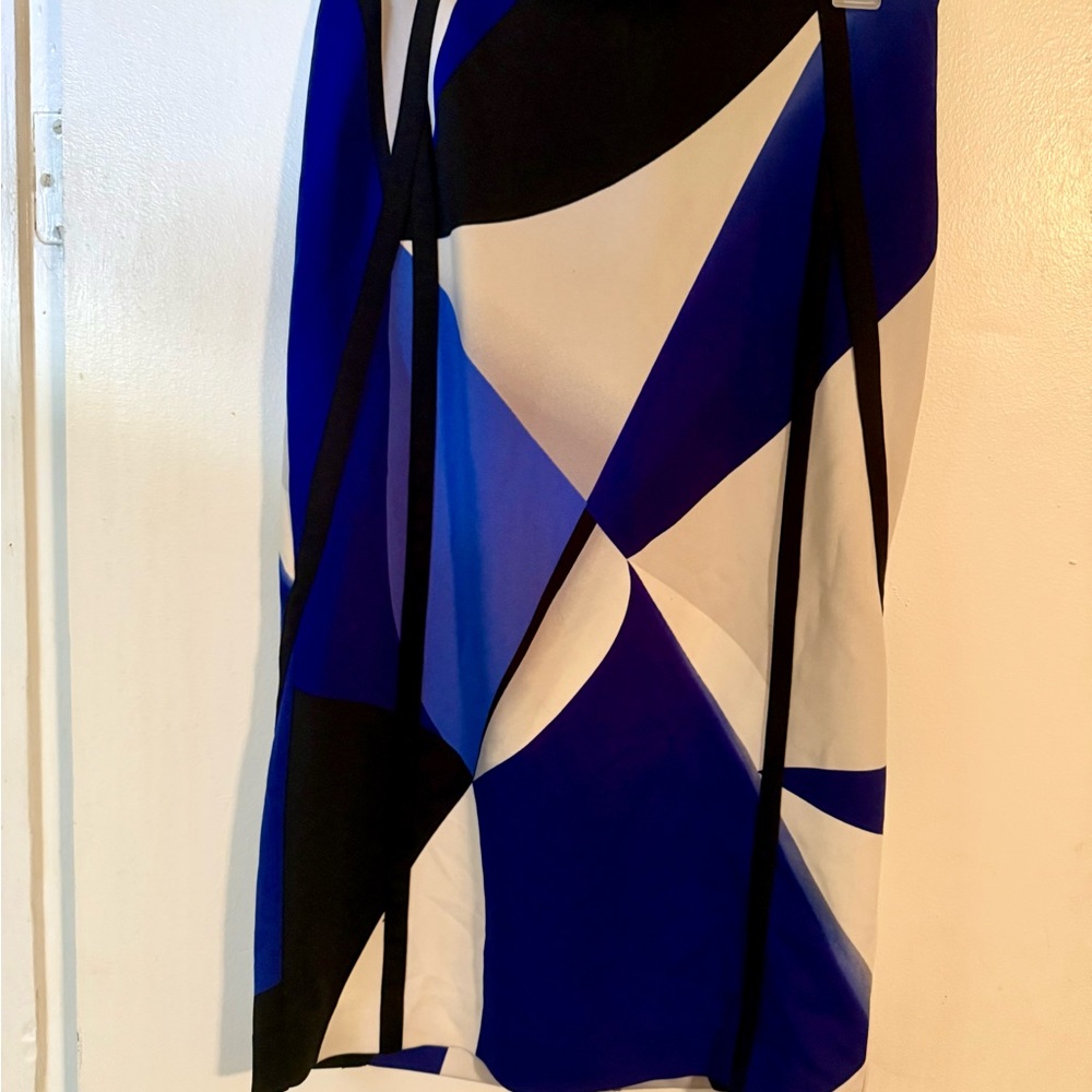 JCPenney Blue and Black Abstract Midi Skirt